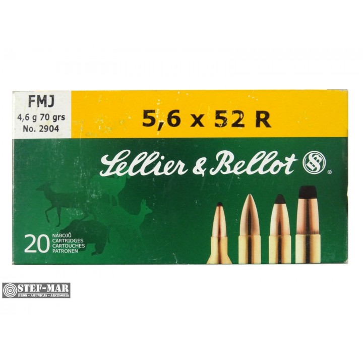 Amunicja centralny zapłon Sellier & Bellot 5.6x52R FMJ 4.6g 70grs No. 2904