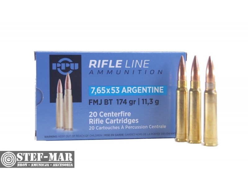 Amunicja PPU 7.65x53 Argentine FMJ BT 11.3g 174grs (opak. 100 sztuk)