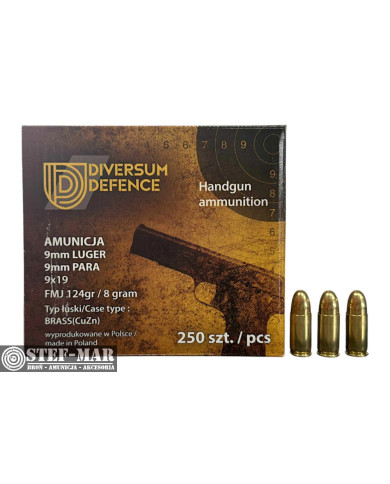 Amunicja DIVERSUM DEFENCE 9x19mm Luger FMJ (opak 250 szt.) [C25-6]